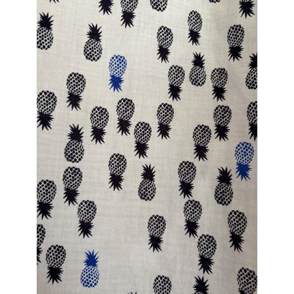 J. Crew Pineapple Print Button-Down Shirt Womens  Cotton White & Blue - Picture 11 of 11